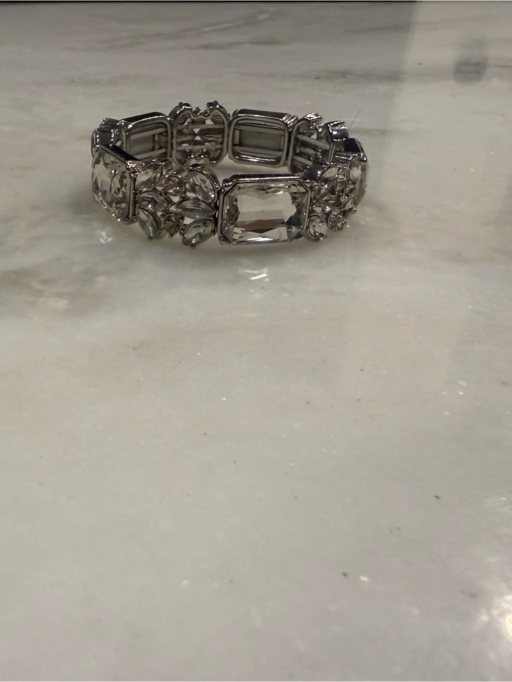 Crystal Stretch Bracelet - Clear and Silver Women’s Jewelry